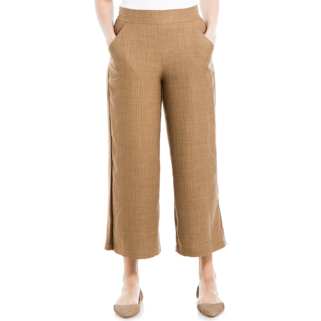 Max Studio Textured Wide Leg Pants In Brown