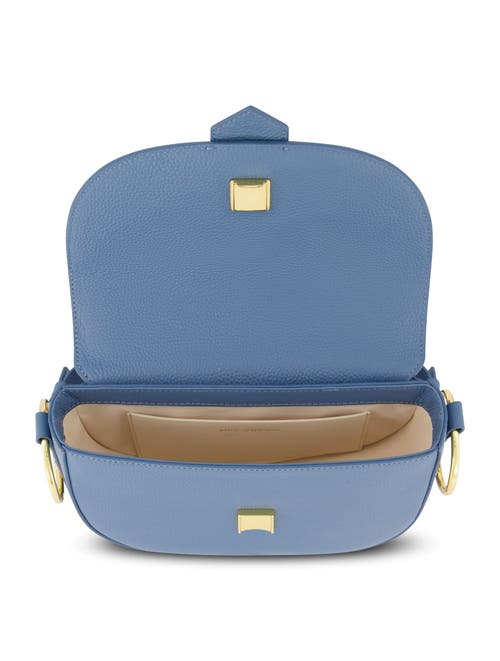 Mac Duggal Gold Plated Hardware Grain Leather Saddle Bag In Twilight