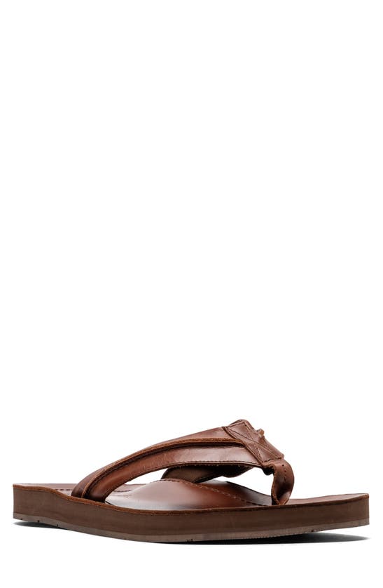 Shop Rodd & Gunn Piha Flip Flop In Cognac Pull Up