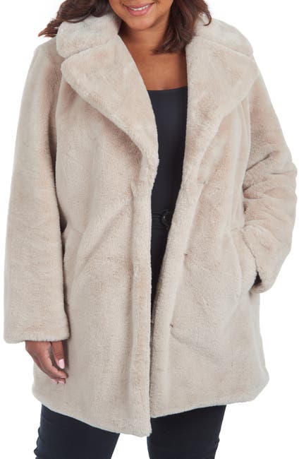 RACHEL Rachel Roy | Faux Fur Notch Lapel Coat | Nordstrom Rack