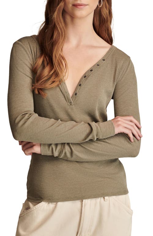 Shop Lucky Brand V-neck Henley In Dusty Olive