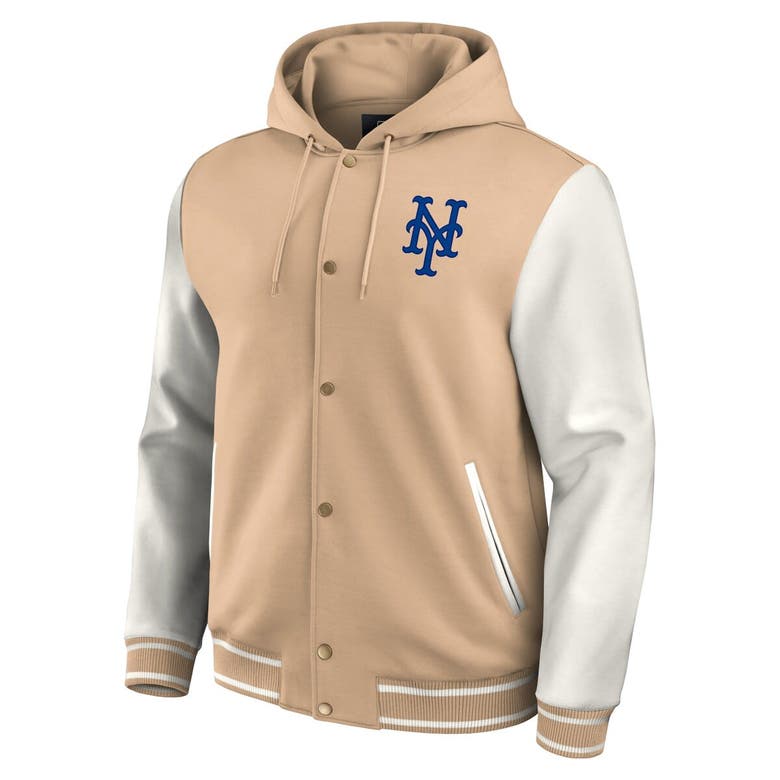 Shop Darius Rucker Collection By Fanatics Khaki New York Mets Tri-blend Full-snap Hoodie Baseball Jacket