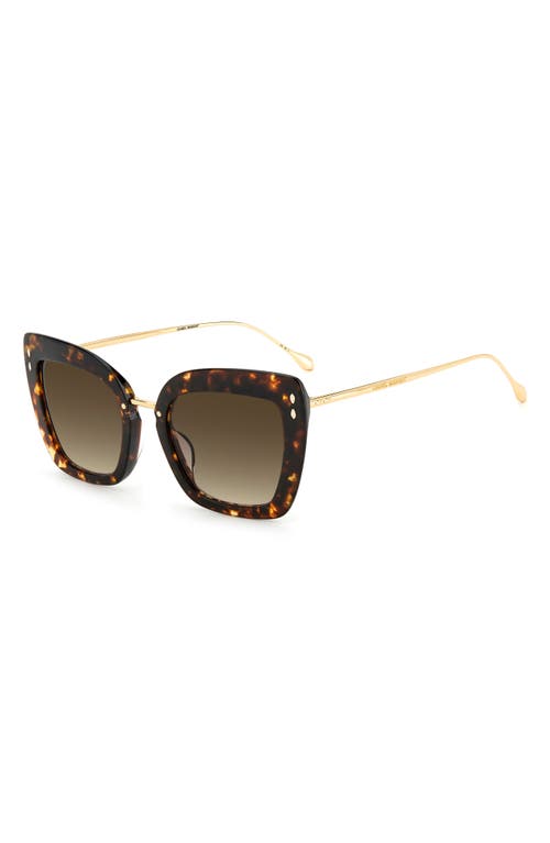 Shop Isabel Marant 53mm Gradient Cat Eye Sunglasses In Havana Gold/brown