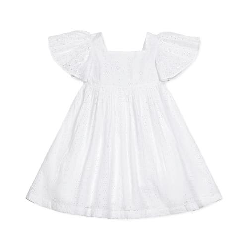 Hope & Henry Girls' Flutter Sleeve Eyelet Empire Dress, Kids In White Eyelet