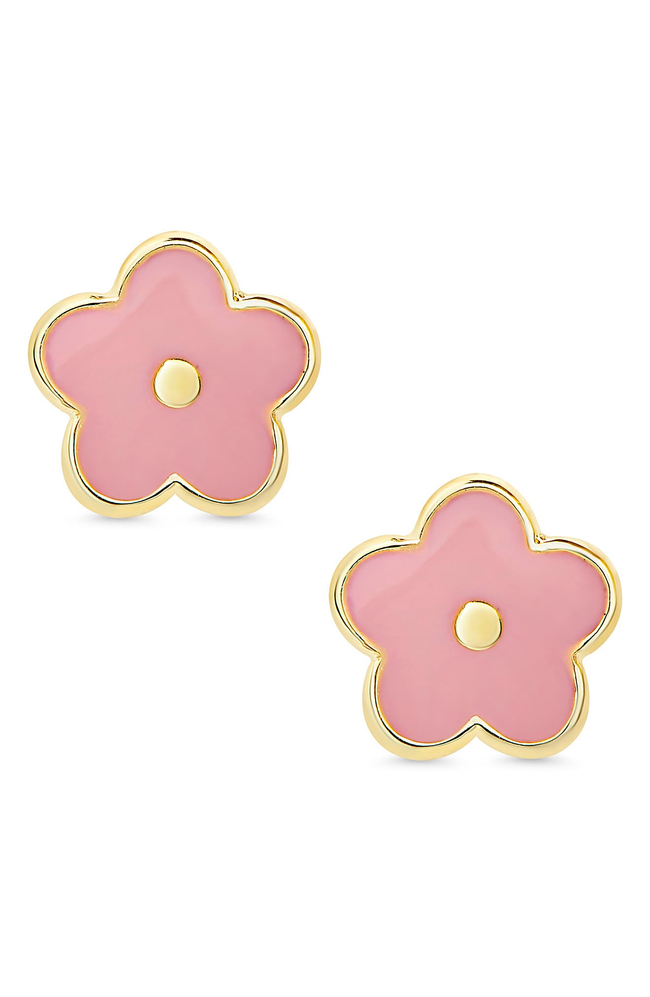 Lily Nily Four Leaf Clover Stud Earrings, Pink