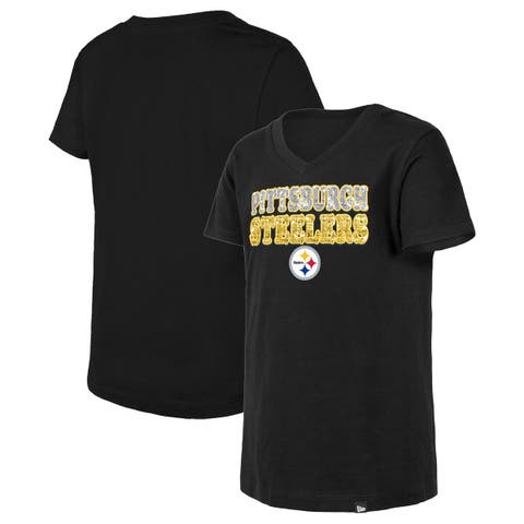 New Era Women's Pittsburgh Steelers Space Dye Glitter Black T-Shirt