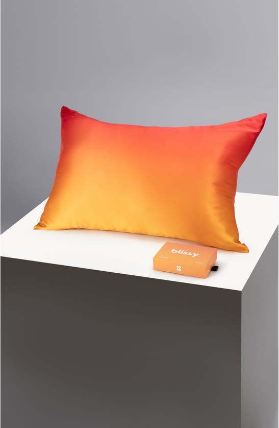 Blissy Mulberry Silk Pillowcase In Orange Ombre
