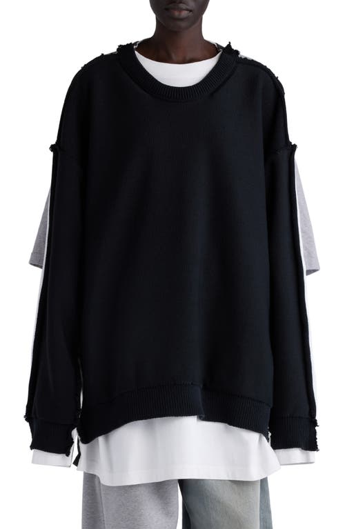 Balenciaga Hybrid Oversize Sweater Black/White/Grey at Nordstrom,