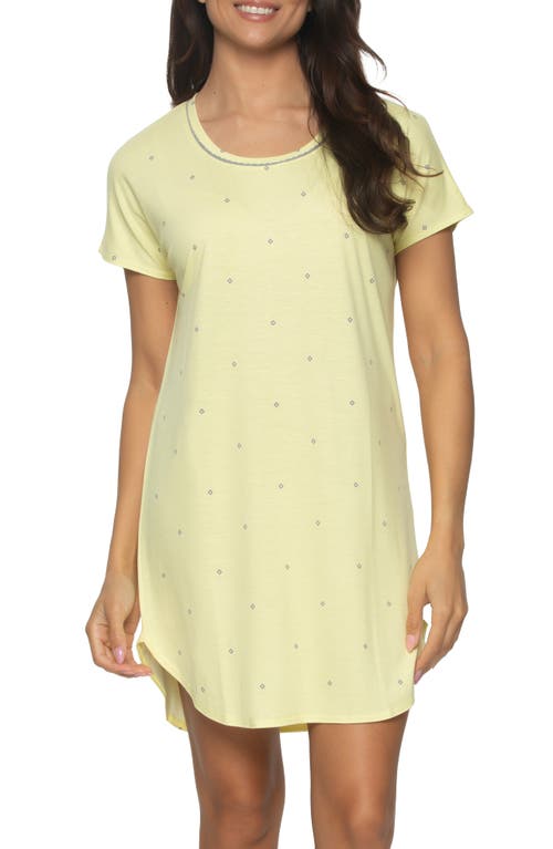 Shop Felina Jessie Stretch Jersey Sleep Shirt In Lemon Meringue/gray Diamond