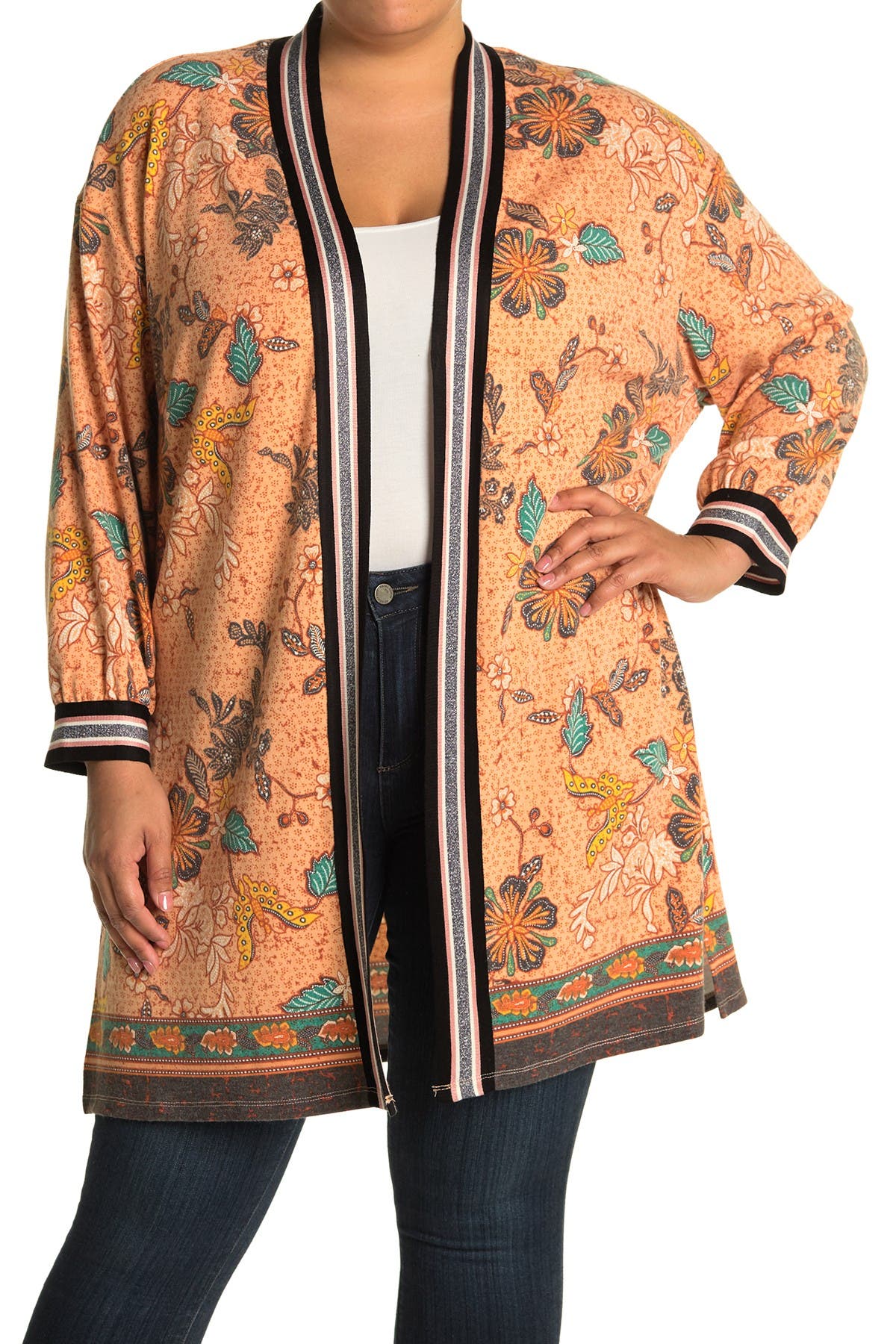 printed duster cardigan
