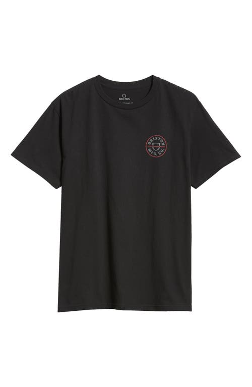 Shop Brixton Crest Ii Graphic T-shirt In Black/charcoal/mahogany