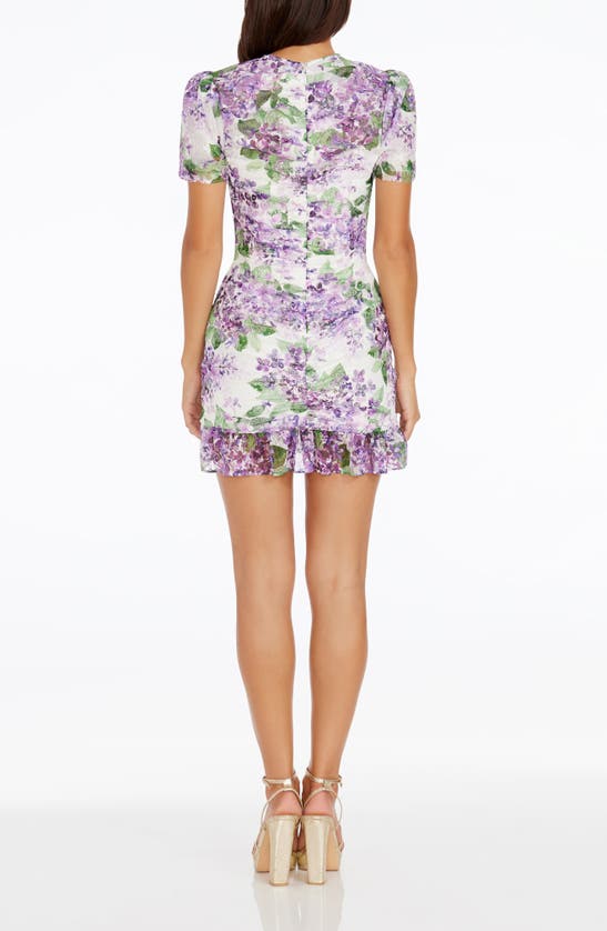 Shop Dress The Population Chandler Floral Center Ruched Minidress In Violet Multi