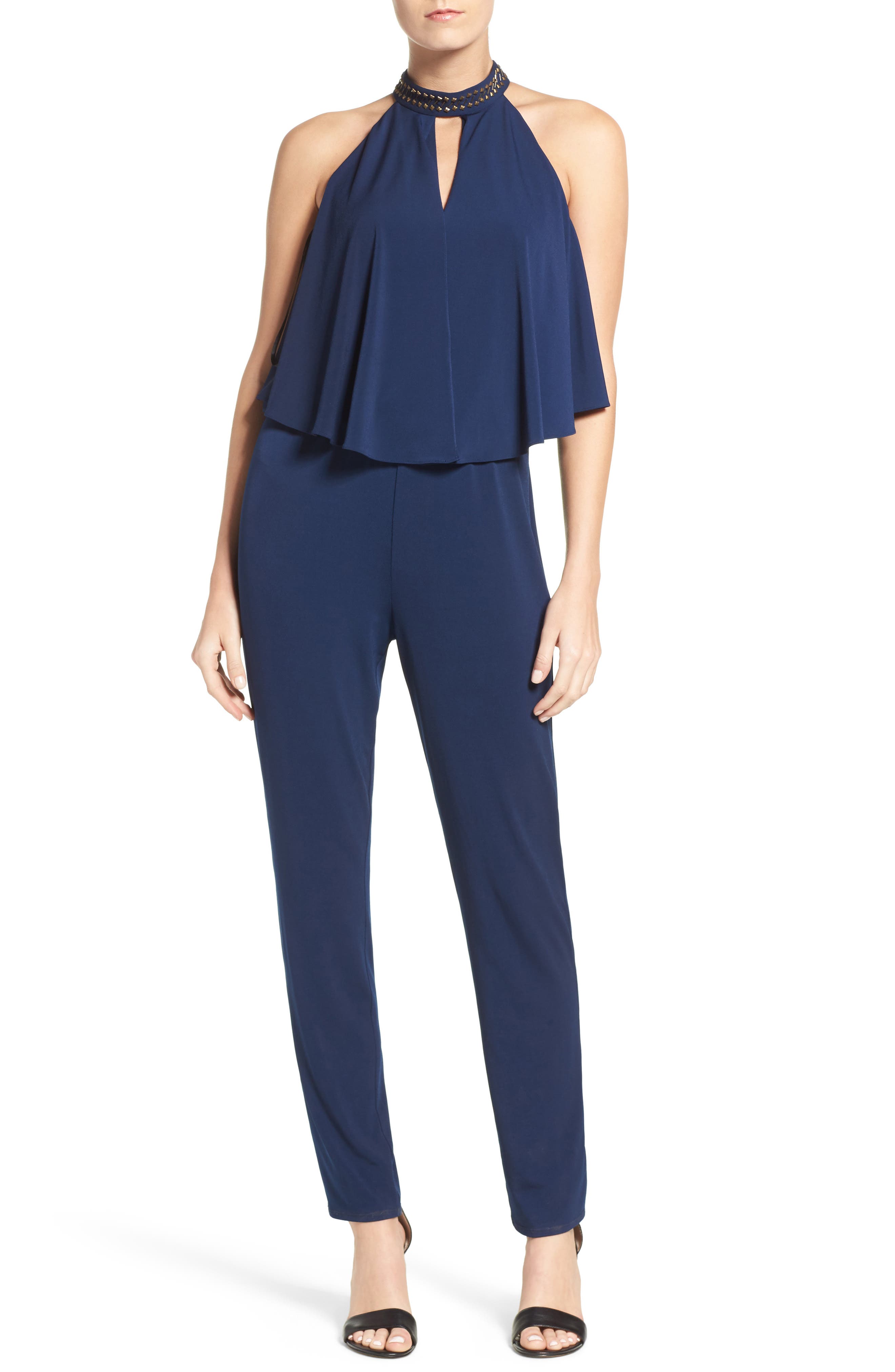 Laundry by Shelli Segal Embellished Halter Jumpsuit Nordstrom