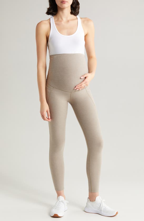 Shop Beyond Yoga Out Of Pocket High Waist Maternity Leggings In Birch Heather