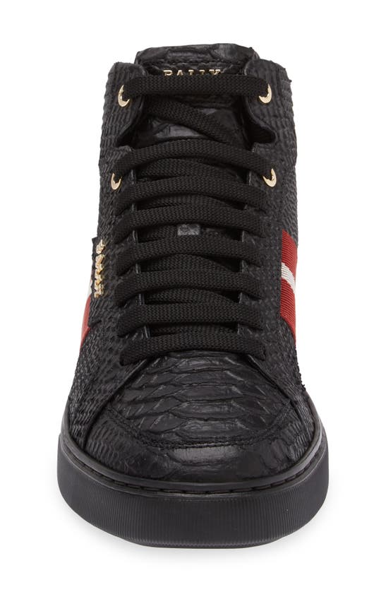 Shop Bally Meson Snakeskin Embossed High Top Sneaker In Black