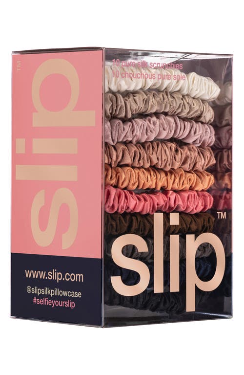 SLIP SLIP PURE SILK 10-PACK SKINNY SCRUNCHIES (NORDSTROM EXCLUSIVE) $65 VALUE