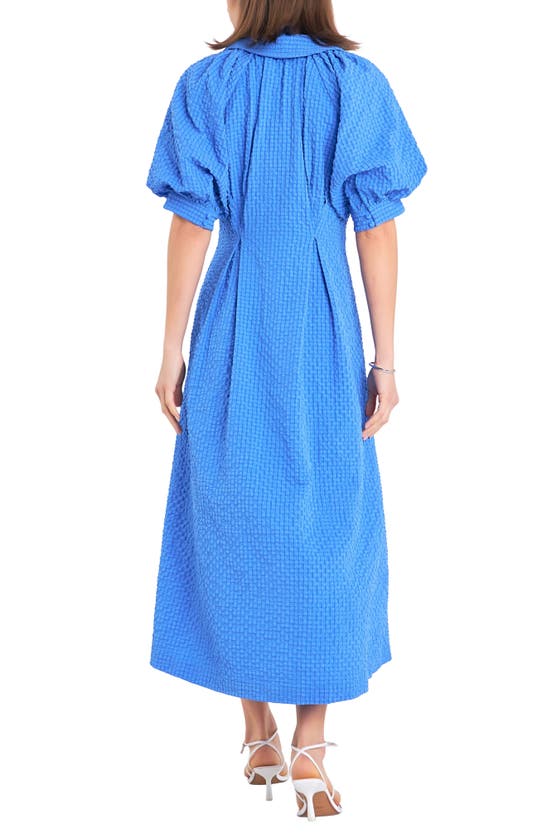 Shop English Factory Button Front Maxi Dress In Blue