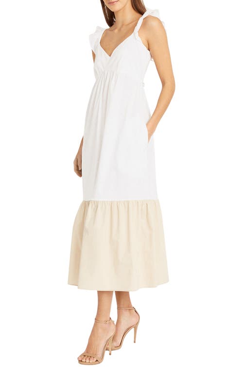 Donna Morgan Colorblock Print Maxi Dress In Ivory/sand