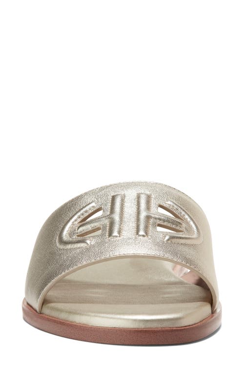 Cole Haan Flynn Logo Slide Sandal In Gold Leather