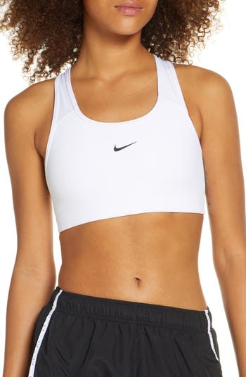 Nike Training mini swoosh medium support sports bra in smokey