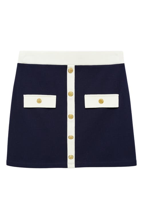 Mango Knit Miniskirt In Dark Navy
