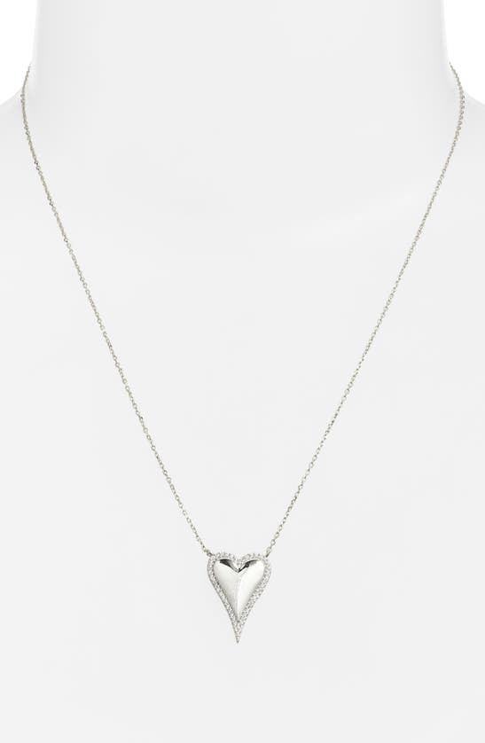 Shop Shymi Cubic Zirconia Pavé Heart Pendant Necklace In Silver