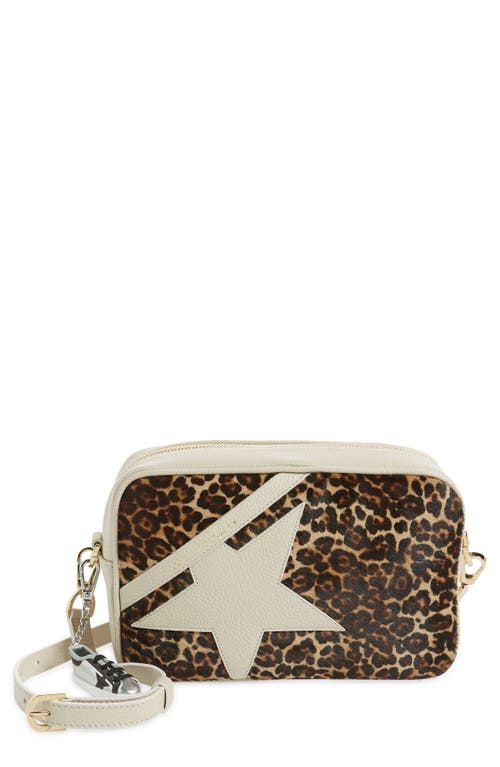 Shop Golden Goose Star Metallic Leather Camera Bag In Ivory/brown