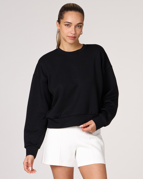 Shop Rebody Active Essential Scuba Crewneck Sweatshirt In Black