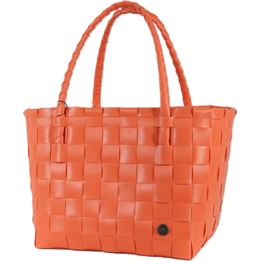 Handed By Paris Recycled Plastic Tote Bag In Coral Orange