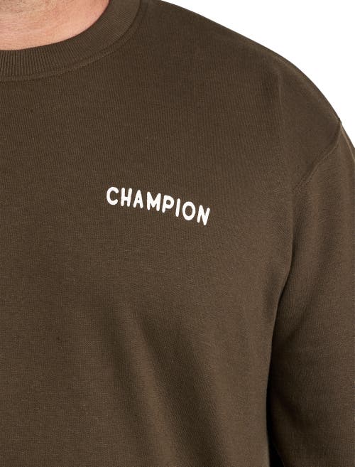 Champion Small Script Crewneck Sweatshirt In Briefly Brown
