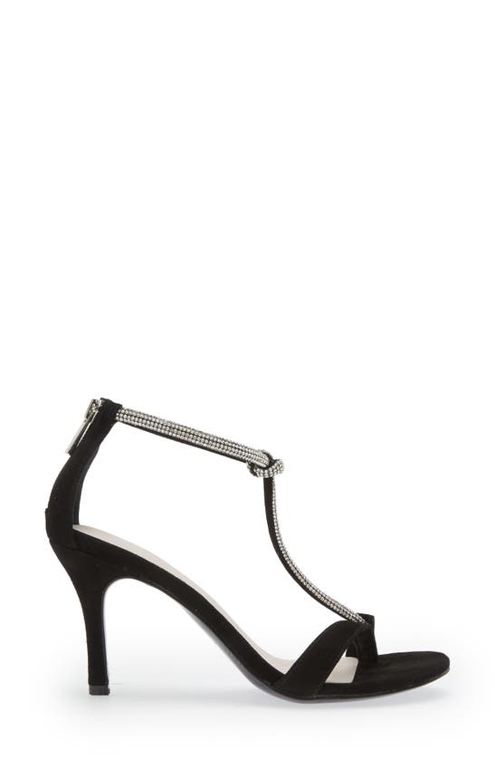 Shop Koko + Palenki Odette Pavé Crystal T-strap Sandal In Black Suede