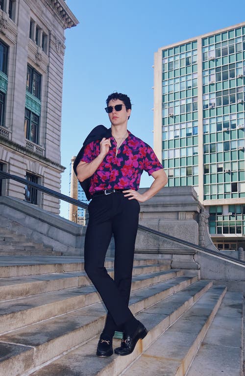Open Edit Solid Slim Fit Wool Blend Trousers In Navy Sky
