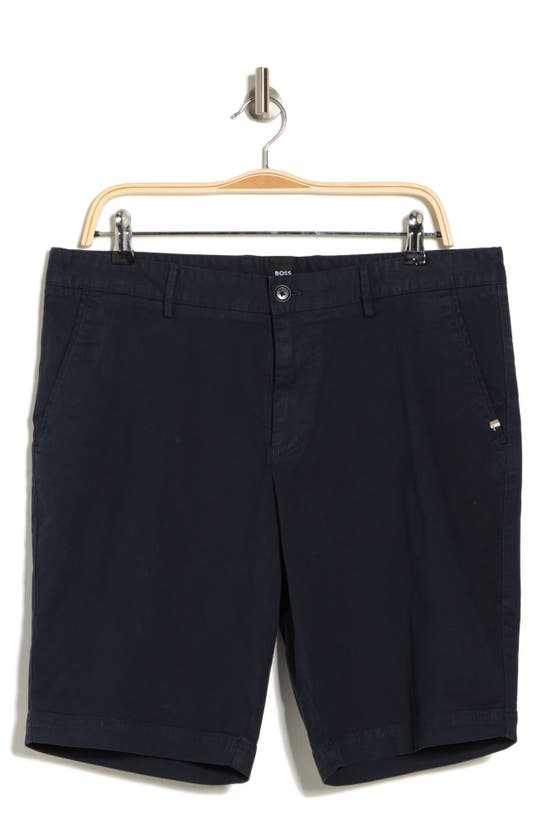 Hugo Boss Slice Stretch Twill Shorts In Dark Blue