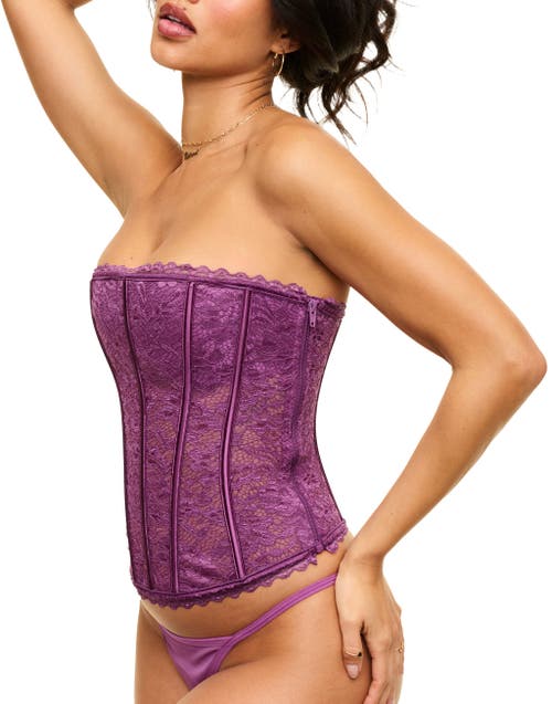 Shop Adore Me Hailey Lined Corset & G-string Set In Dark Purple