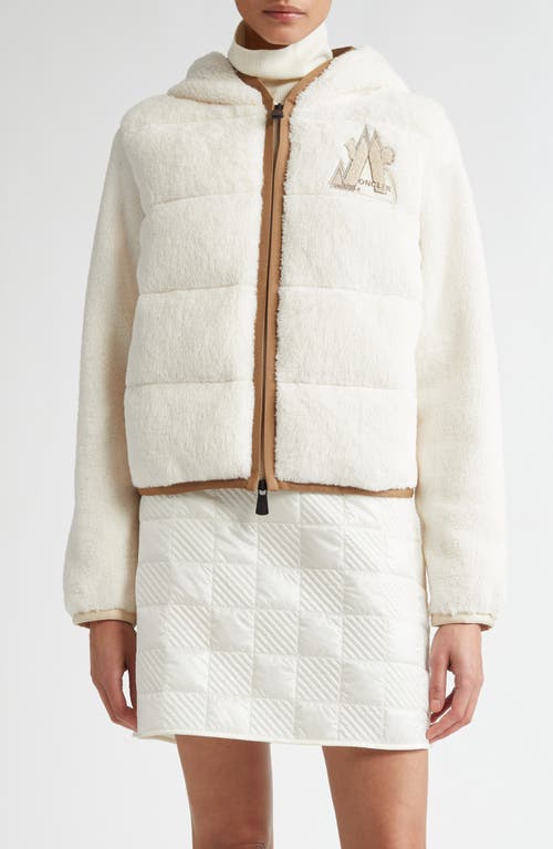 Shop Moncler Grenoble Fleece Down Puffer Jacket In White