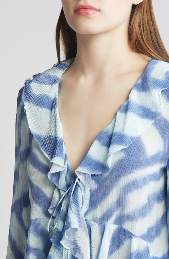 Shop Rails Nicoletta Long Sleeve Peplum Crop Top In Blue Watercolor Stripes