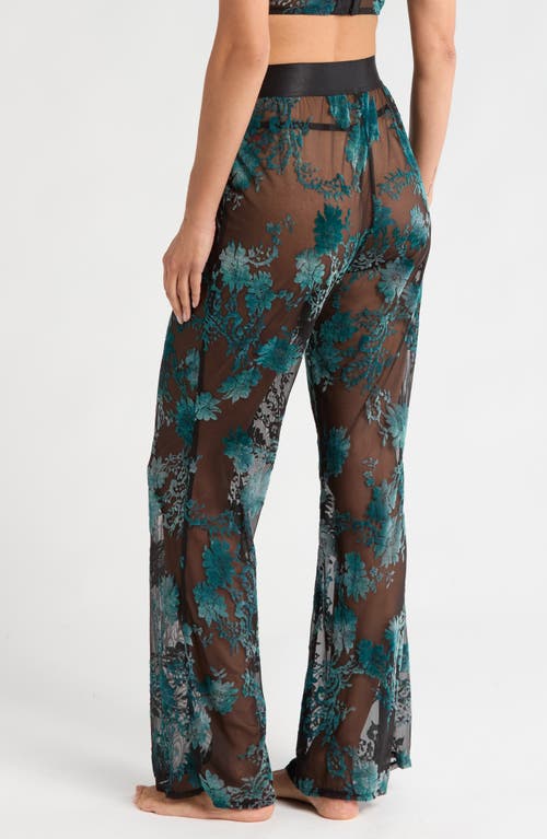 Kilo Brava Embroidered Mesh Flare Pants In Black Emerald