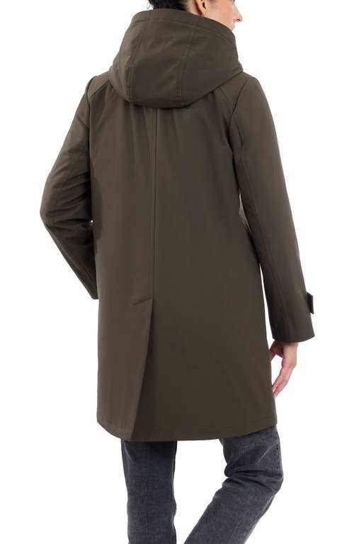 London Fog Water Resistant Bonded Raincoat With Bib Detail In Olive