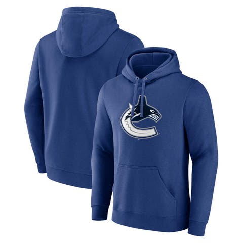 Men's Fanatics Branded Blue Vancouver Canucks Primary Logo Pullover Hoodie