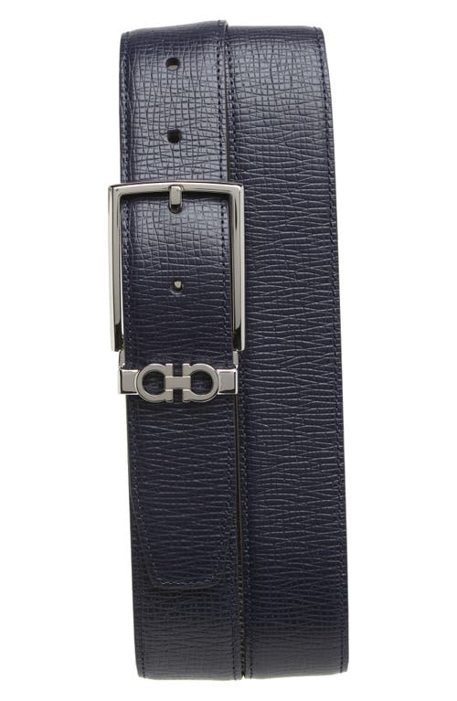 FERRAGAMO Double Gancio Loop Leather Belt Midnight Testa Di Moro at Nordstrom, Eu