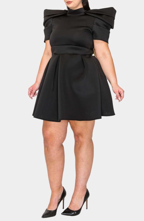 Shop L I V D Karina Statement Stretch Neoprene Fit & Flare Dress In Black