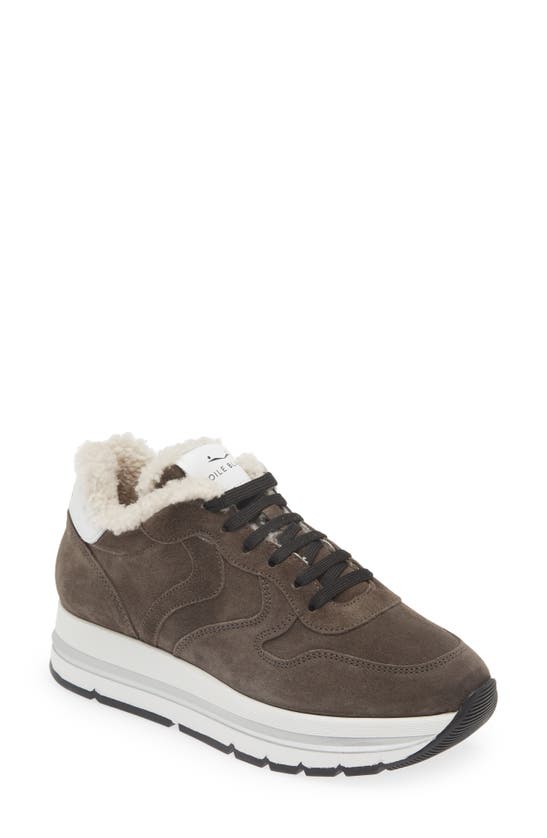 Voile Blanche Women's Maran Shearling Low Top Sneakers In Nero-grigio In Dark Grey