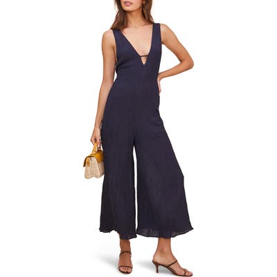 Astr The Label Endeavor Crop Wide Leg Jumpsuit, Blue