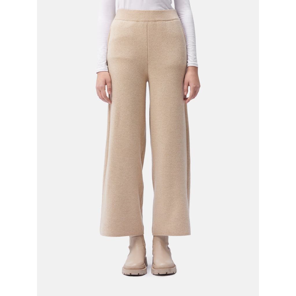 Gobi Mongolian Cashmere Organic Color Cashmere Wide-leg Pants In Beige