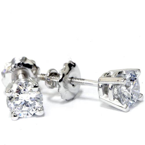 Bliss Diamond 1/2ct Round Diamond Studs Screw Back 14k Gold In 14k White Gold