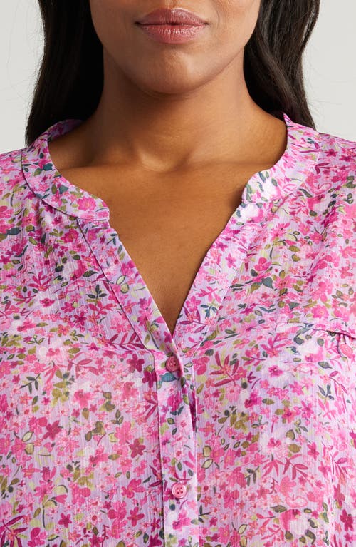 Kut From The Kloth Jasmine Roll Sleeve Top In Potenza-lavender Wish/pink