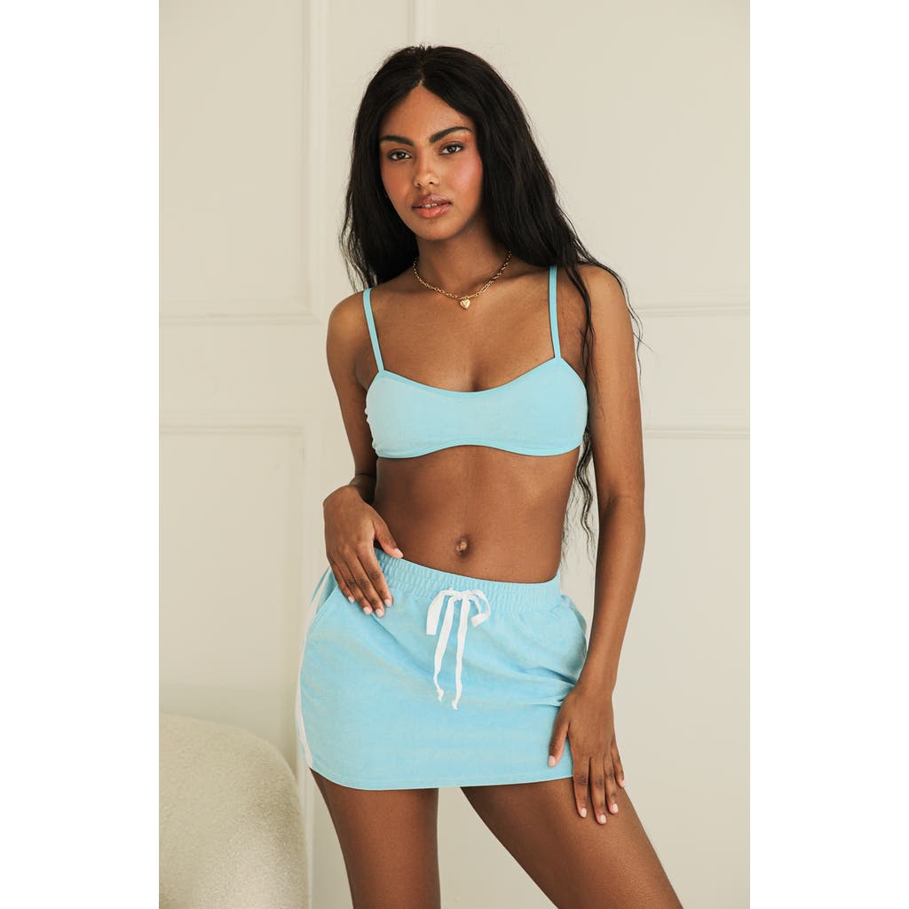 Dippin Daisys Annie Elastic Waist Mini Skirt In Pool Terry