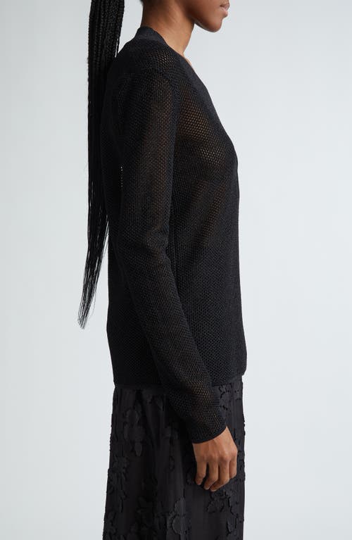 Shop St John St. John Collection Sparkle Honeycomb Knit V-neck Sweater In Black