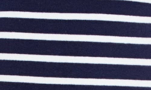 Shop English Factory Stripe Off The Shoulder Sweater In Navy/white