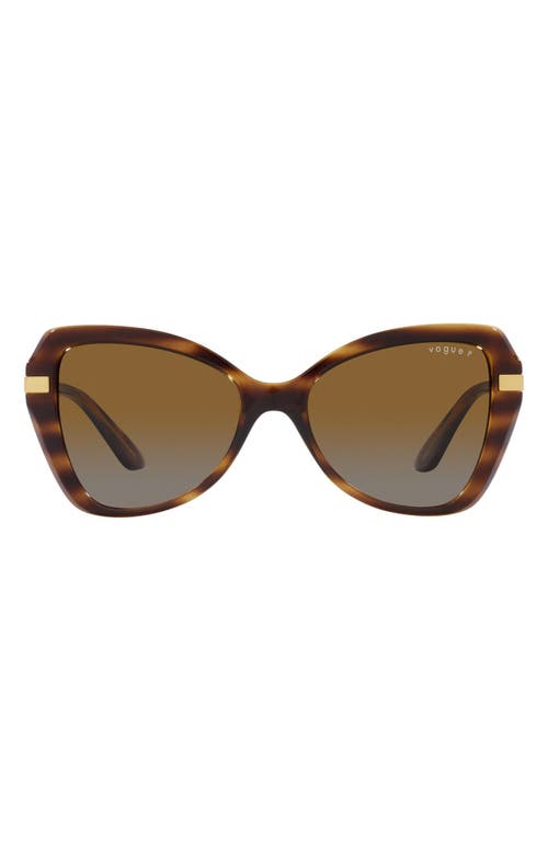 53mm Gradient Polarized Butterfly Sunglasses in Dark Havana